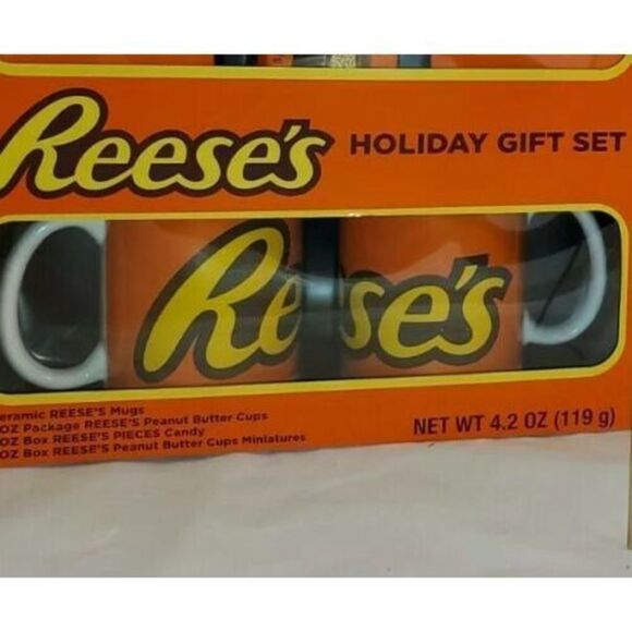Reese's Peanut Butter Lot of 2 Gift Set 2 Ceramic Mugs Candy Collectors - Picture 2 of 7